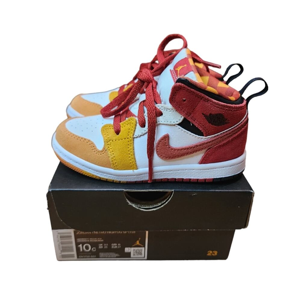 Nike Air Jordan 1 Mid Picnic White Red Orange Yellow Retro DX2460-601 GS… - Picture 4 of 8